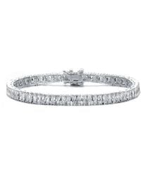 Rachel Glauber - Rhodium Plated Cz Tennis Bracelet - Lyst