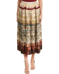 Valentino Pleated Wool & Silk-blend Midi Skirt - Brown