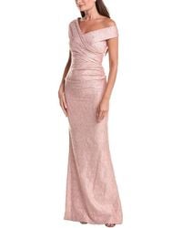 Teri Jon - Metallic Jacquard Off-Shoulder Pleated Gown - Lyst