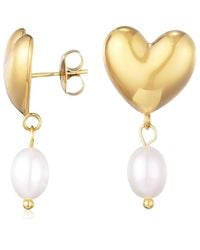 Adornia - 14K Plated 8Mm Pearl Heart Drop Earrings - Lyst