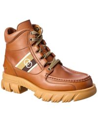 Gucci Interlocking G Leather Boot - Brown