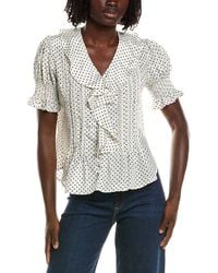 Tahari - Short Gathered Sleeve Ruffle Top - Lyst