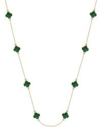 Gabi Rielle - 14K Over Malachite Clover Station Necklace - Lyst