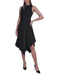 Halston - Asymmetrical Hem Midi Dress - Lyst
