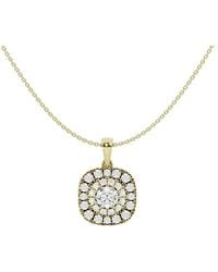 Lab Grown Diamonds - 14K 1.50 Ct. Tw. Lab-Grown Diamond Halo Pendant Necklace - Lyst