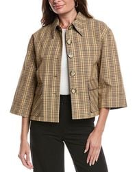 St. John - Technical Plaid Wool-Blend Jacket - Lyst
