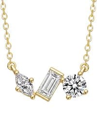 Genevive Jewelry - Rachel Glauber 14K Plated Cz Three Stone Necklace - Lyst