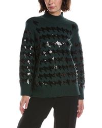Anne Klein - Sequin Houndstooth Mock Neck Sweater - Lyst