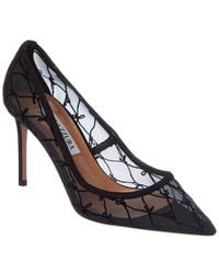 Aquazzura - Nude 85 Mesh & Suede Pump - Lyst