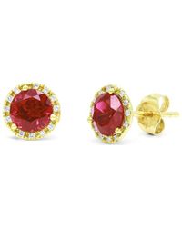 Diana M. Jewels - Fine Jewelry 14k 2.29 Ct. Tw. Diamond & Ruby Corundum Halo Studs - Lyst