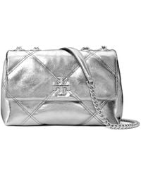 Tory Burch - Kira Diamond Quilt Metallic Leather Small Convertible Shoulder Bag - Lyst