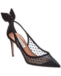 Aquazzura - Logo 90 Mesh & Suede Pump - Lyst