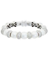 Diana M. Jewels - 18K 3.20 Ct. Tw. Diamond & 11-12Mm Pearl Cuff Bracelet - Lyst