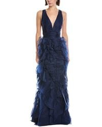 Marchesa - Sleeveless Deep V-Neck Silk Maxi Dress - Lyst