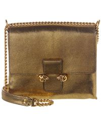 Alexander McQueen Twin Skull Metallic Leather Satchel - Red