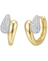 Genevive Jewelry - Rachel Glauber 14K Plated Cz Hoop Earrings - Lyst