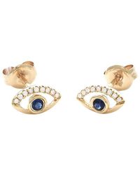 Gemstones - 0.18 Ct. Tw. Diamond & Sapphire 14K Earrings - Lyst