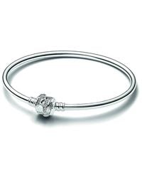 PANDORA - Moments Silver Cz Shooting Star Bangle Bracelet - Lyst