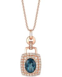 Le Vian - Le Vian Deep Sea Blue Topaz 14k Rose Gold 2.04 Ct. Tw. Diamond & London Blue Topaz Pendant Necklace - Lyst