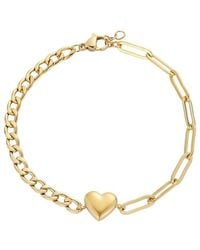 Adornia - Tarnish Resistant 18K Plated Heart Mixed Chain Bracelet - Lyst