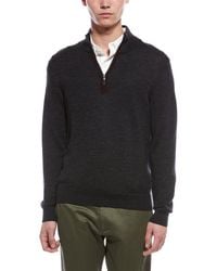 Bruno Magli - Plaited 1/4-Zip Merino Wool Mock Neck Sweater - Lyst