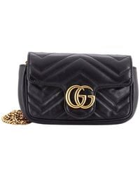 Gucci - Matelasse Leather Gg Marmont Flap Bag Super Mini (Authentic Pre-Loved) - Lyst