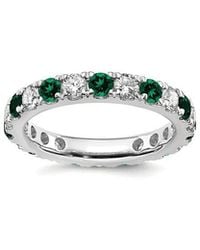 Lab Grown Gemstones - 14K 2.50 Ct. Tw. Lab-Grown Diamond & Lab-Grown Emerald Eternity Ring - Lyst