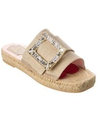 Roger Vivier - Strass Buckle Canvas Espadrille Sandal - Lyst