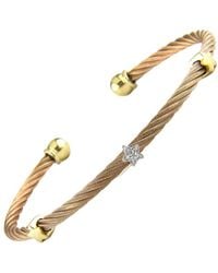 Diamond Select Cuts - Star 14K & Stainless Steel 0.02 Ct. Tw. Diamond Bangle Bracelet - Lyst