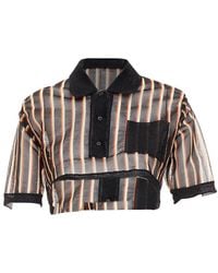 Miu Miu - Psychedelic Striped Sheer Cropped Polo Shirt, Size It (Authentic Pre-Loved) - Lyst