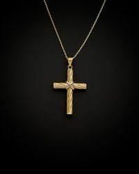 Italian Gold - 14k Two-tone Fancy Cross Necklace - Lyst