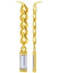 Adornia - 14k Plated Cz Chain Drop Earrings - Lyst