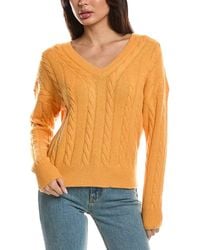 Forte - Fashioned Cable V-Neck Cashmere Sweater - Lyst