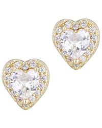 Adornia - 14K Plated Cz Heart Halo Stud Earrings - Lyst