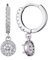 Adornia - Plated Cz Halo Drop Huggie Hoop Earrings - Lyst