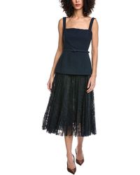 Oscar de la Renta - Tweed & Lace Silk-Lined Wool-Blend A-Line Dress - Lyst