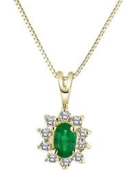 LEVARON - 14K 0.35 Ct. Tw. Diamond & Emerald Necklace - Lyst
