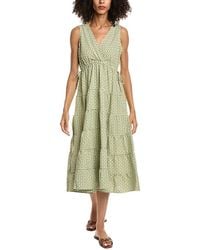 Max Studio - Yarn Dye V-Neck Tiered Midi Dress - Lyst