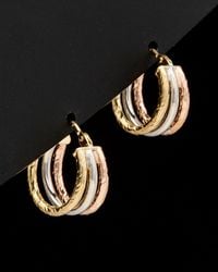 Italian Gold - 14k Tri-color Diamond Cut & Polished Triple Hoops - Lyst