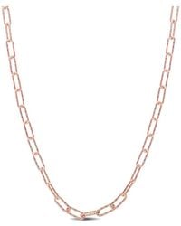 Italian Silver - 18K Rose Over Fancy Paperclip Chain Necklace - Lyst