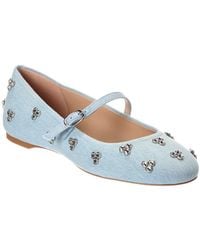 Stuart Weitzman - Tammy Denim Mary Jane Ballet Flat - Lyst