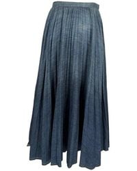Dior - Pleated Midi Denim Skirt, Size Us (Authentic Pre-Loved) - Lyst