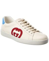 Gucci - Ace Interlocking G Leather Sneaker - Lyst