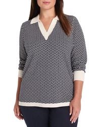 NIC+ZOE - Plus Two Tone Jacquard Sweater - Lyst