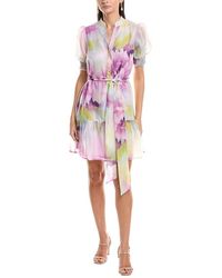 Anne Klein - Puff Sleeve Organza Shirtdress - Lyst