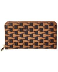 Bally - Logo Pennant Leather Zip Around Wallet - Lyst