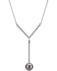 Pearls - Imperial 14K 0.29 Ct. Tw. Diamond & 9-10Mm Tahitian Pearl Necklace - Lyst