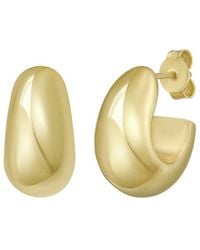 Italian Silver - Italian Over Sculpted Puff Hoop Earrings - Lyst