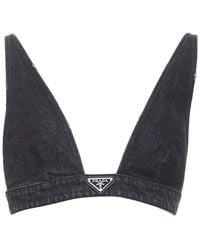 Prada - 2022 Denim Bralette Crop Top, Size It (Authentic Pre-Loved) - Lyst