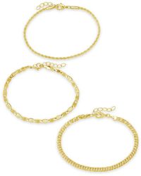 Sterling Forever - 14k Plated Bold Chain Set Of 3 Bracelets - Lyst